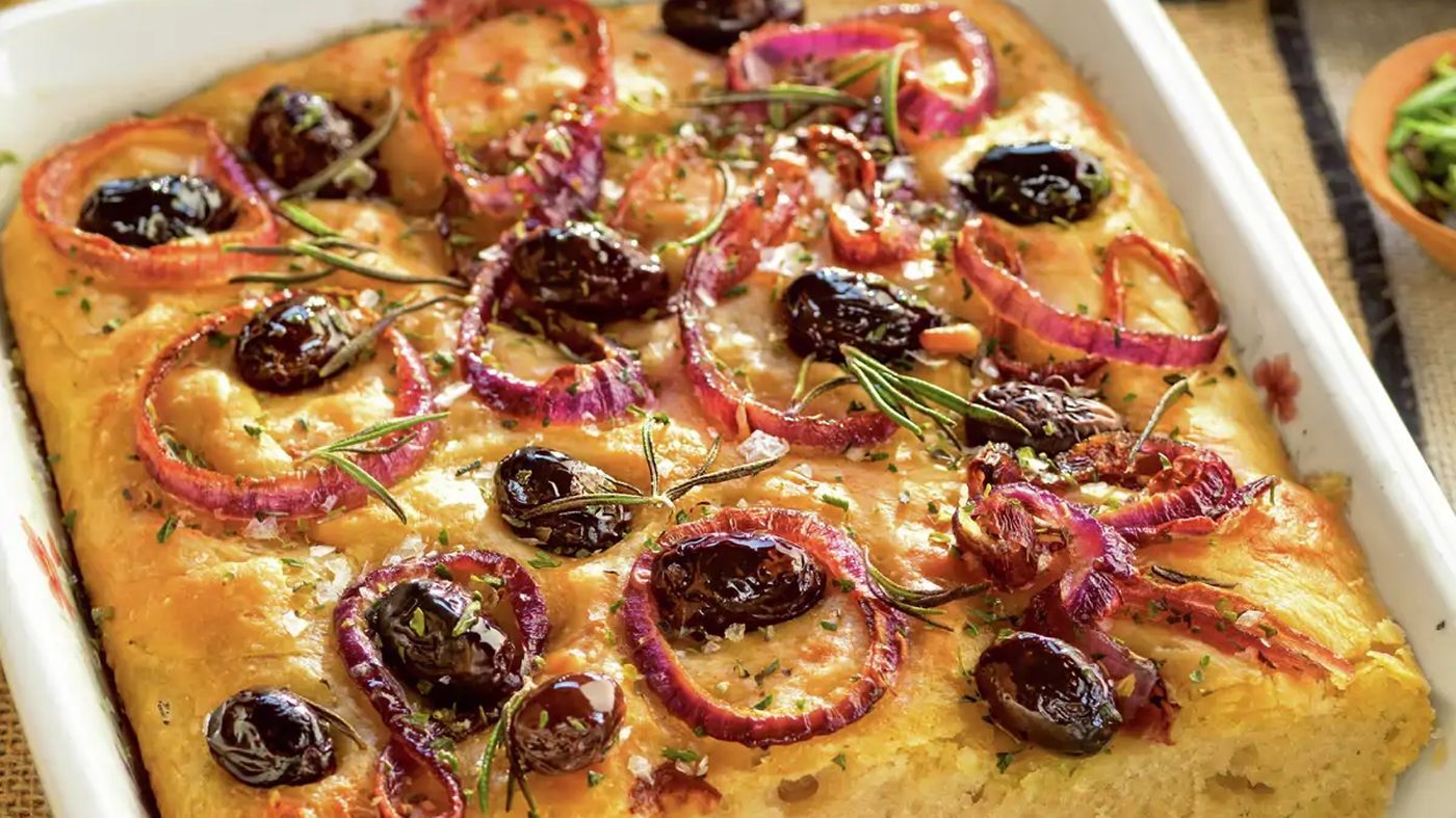 Focaccia con aceitunas